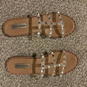 Steve Madden Clear Sandals with Silver Studs